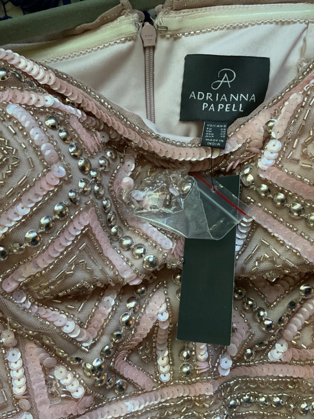 Adrianna Papel Size 6 beaded sequins pink cocktail dress - Picture 2 of 4